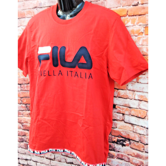 Fila Red Bella Italia Fila Spellout T-Shirt Fila Bottom Printed Special Design - Picture 6 of 8